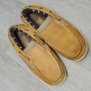 Reef Legends Mens Tan Leather Boat Shoes Slip On Loafers Size 8M